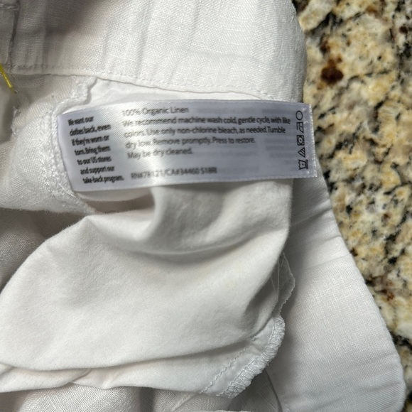 Eileen Fisher 100% Organic Linen Elastic Waist Pull On White Pants Women’s XL - Picture 7 of 16